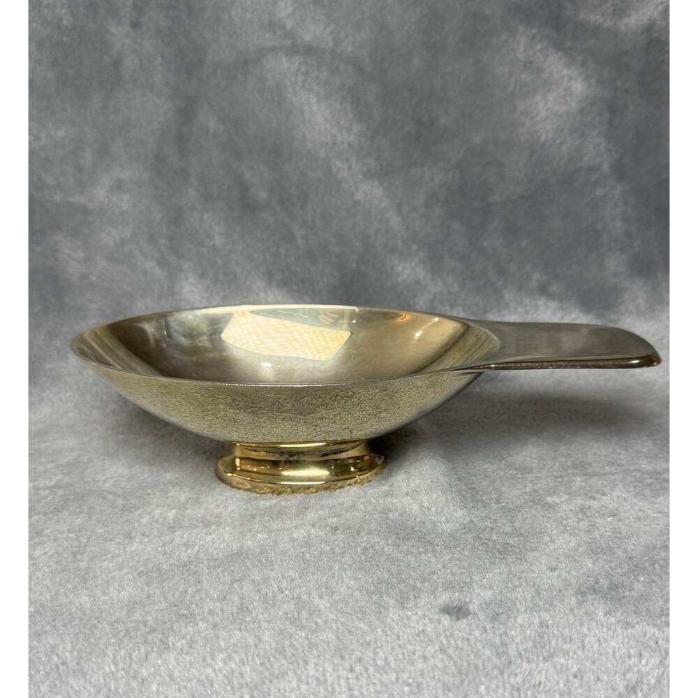 Vintage Brass Plated Scoop Bowl Mid Century Heavy Unmarked 8 Inch